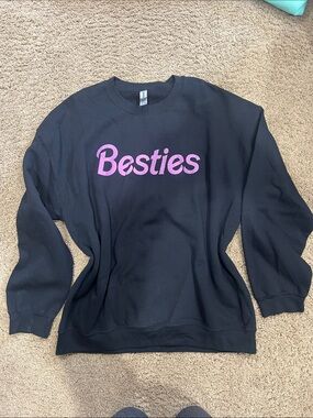 Besties Pink Logo Black Crewneck Sweatshirt